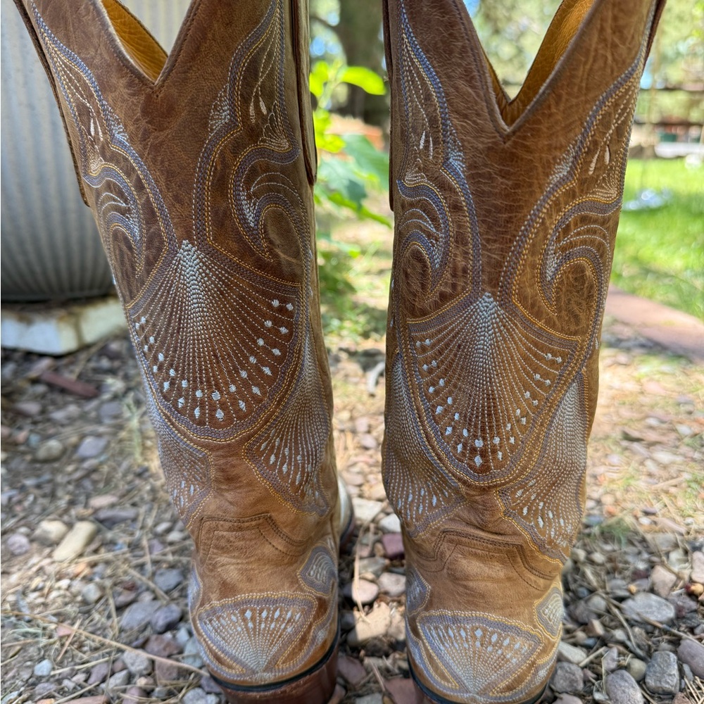 Old Gringo  Boots Brown Light blue  Stitching Western Cowboy Boots. Size 8.5 - Picture 3 of 9